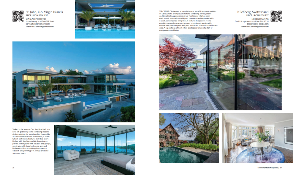 Holiday Homes of St John properties showcased in international luxury real estate magazine